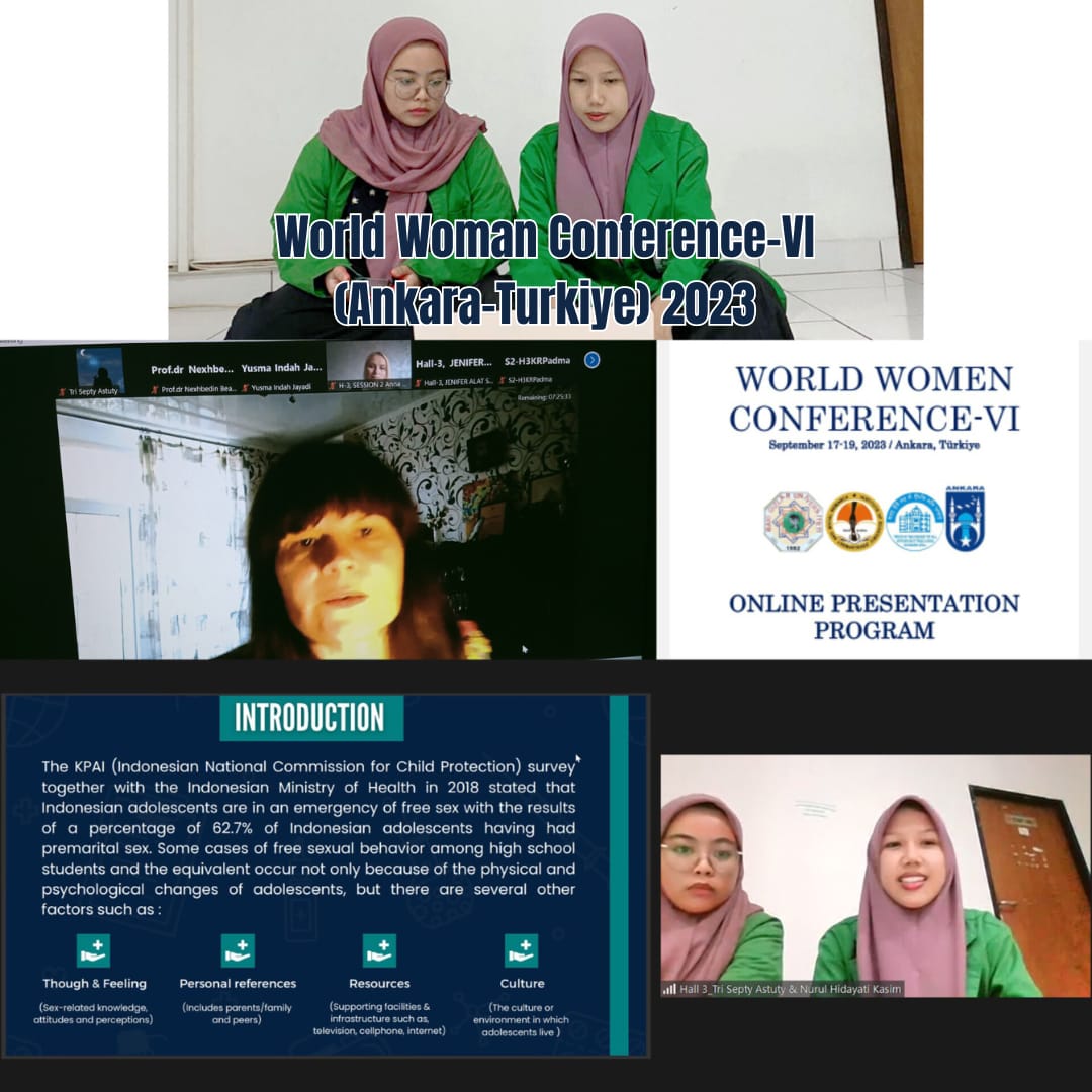 Mahasiswa Kesmas berhasil mempresentasikan penelitian terkait pemberdayaan kader sebaya kesehatan reproduksi remaja dalam World Woman Conference-VI (Ankara-Turkiye) 2023.